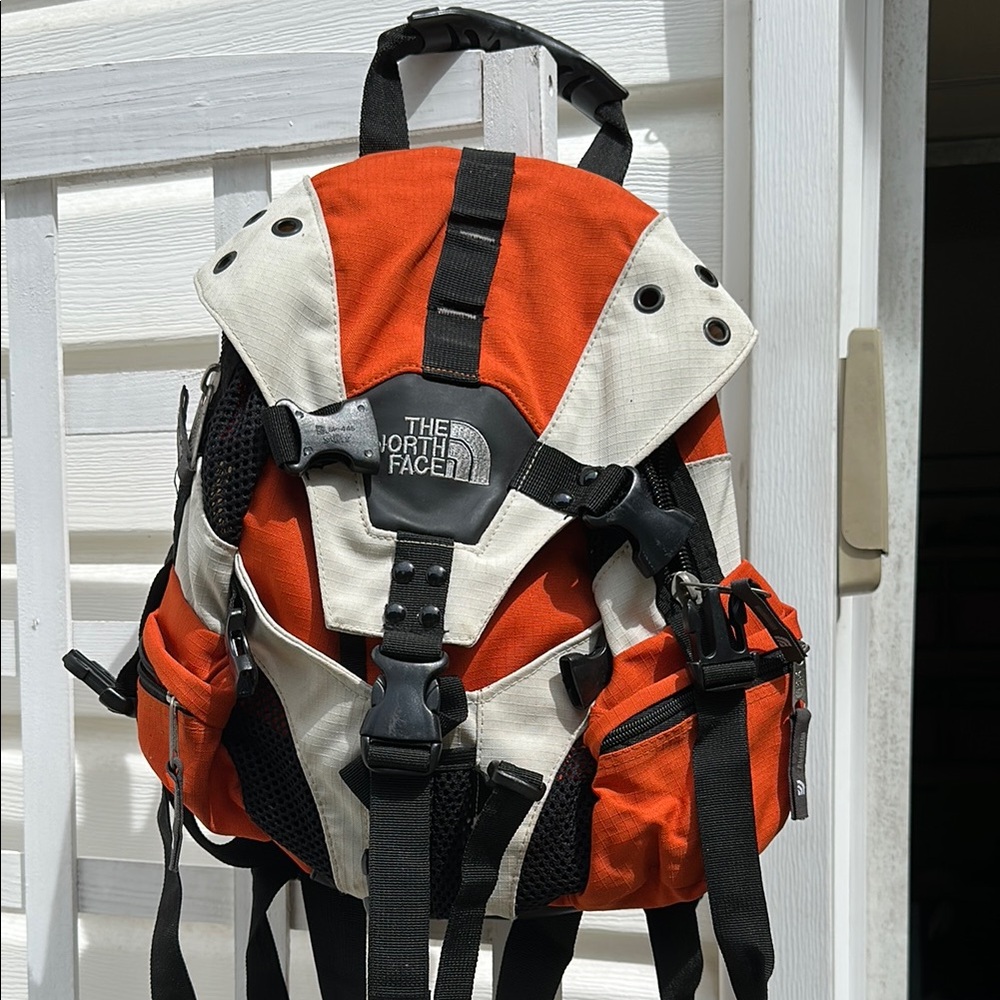 The North Face Men's Bold Orange and White Backpack